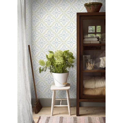 Boras Klasszikus csempe mintázatú kék vlies tapéta Nyborg Blue 53 cm X 10 m