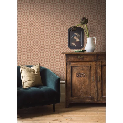 Boras Skandináv rácsos piros vlies tapéta Loka Red 53 cm X 10 m