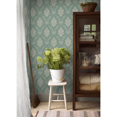Boras Elegáns virág ornamentikás zöld vlies tapéta Sofia Green 53 cm X 10 m
