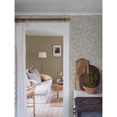 Boras Gobelin hatású klasszikus levél mintás szürke vlies tapéta Waldemar Grey 53 cm X 10 m