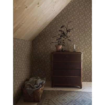 Boras Pöttyös virágos barna vlies tapéta Hip Rose Brown 53 cm X 10 m