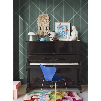 Boras Geometriai mintás glamúr zöld vlies tapéta Diamonds Green 53 cm X 10 m