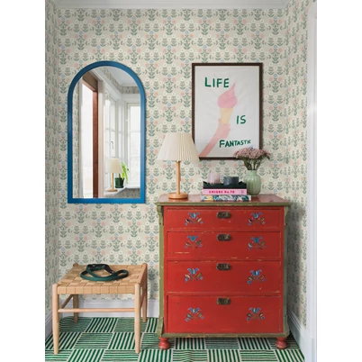 Boras Klasszikus skandináv virág mintás rózsaszín vlies tapéta Sippor Multi 53 cm X 10 m