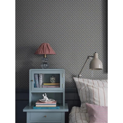 Boras Rácsos virágos skandináv kék vlies tapéta Love Blue 53 cm X 10 m