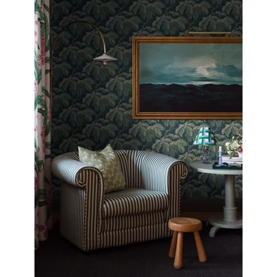 Boras Klasszikus levélmintás kék vlies tapéta Kastanj Blue 53 cm X 10 m