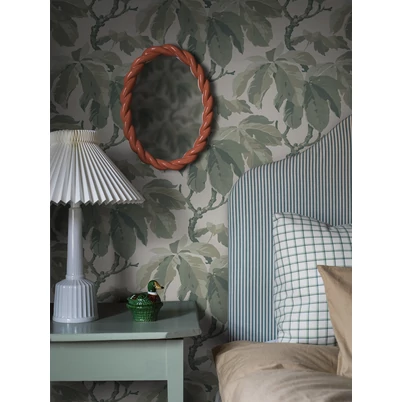 Boras Klasszikus levélmintás zöld vlies tapéta Kastanj Green 53 cm X 10 m