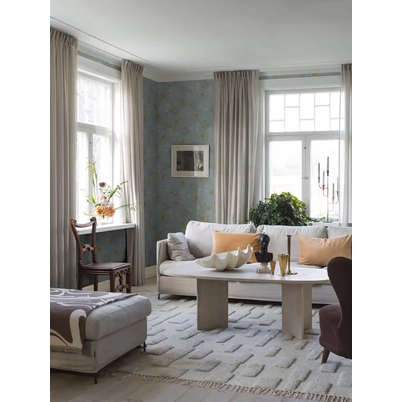 Boras Romantikus virágos kék vlies tapéta Valborg Blue 53 cm X 10 m