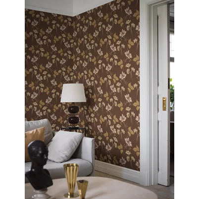 Boras Romantikus virágos barna vlies tapéta Valborg Brown 53 cm X 10 m