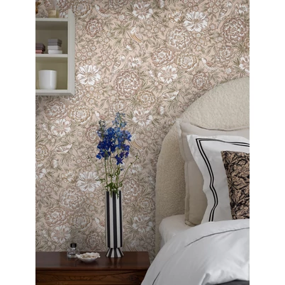 Boras Romantikus virágos madaras rózsaszín vlies tapéta Dagmar Pink 53 cm X 10 m