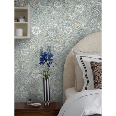 Boras Romantikus virágos madaras kék vlies tapéta Dagmar Blue 53 cm X 10 m