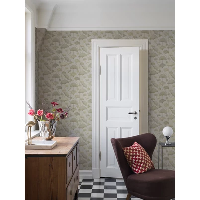 Boras Ginko mintás modern zöld vlies tapéta Sophia Green 53 cm X 10 m