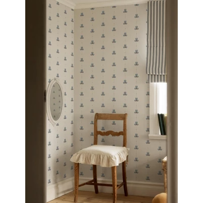 Boras Írisz mintás kék-bézs vlies tapéta Gotain Sweet Pea Burgundy Blue 53 cm X 10 m