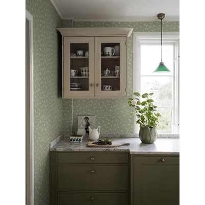 Boras Apró virágos zöld vlies tapéta Myrten Green 53 cm X 10 m