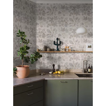 Boras Modern levélmintás szürke vlies tapéta Arboretum Grey 53 cm X 10 m