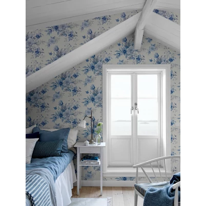 Boras Klasszikus virágcsokros kék tapéta Floral Charm Blue 53 cm X 10 m