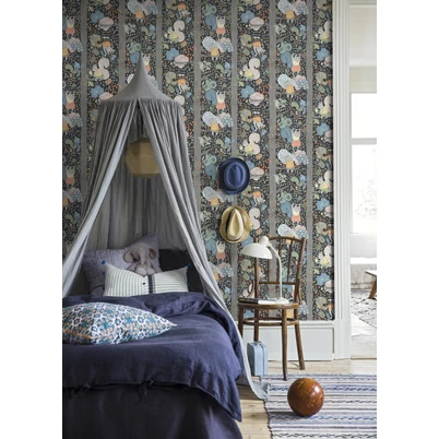 Boras Mókus mintás kék vlies gyerek tapéta Charlie Multi 53 cm X 10 m