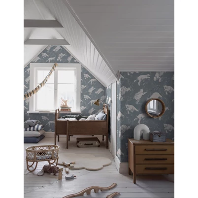 Boras Jegesmedvés kék vlies tapéta Polarn Blue 53 cm X 10 m