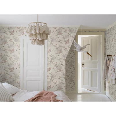 Boras Hattyú mintás romantikus krém színű vlies tapéta Lily Swan Multi 53 cm X 10 m