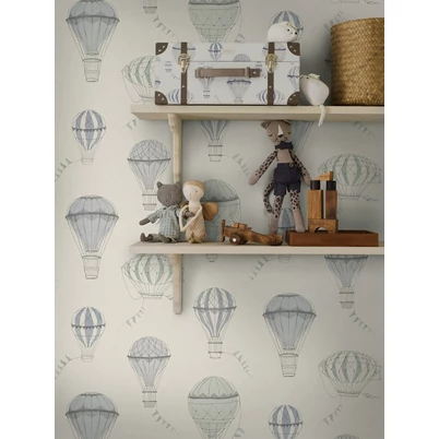 Boras Hőlégballonos kék vlies gyerek tapéta Up In The Sky Multi 53 cm X 10 m