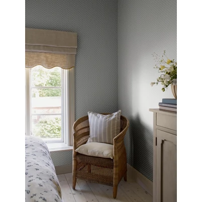 Boras Apró virágos csíkos kék vlies tapéta Lilla Lyckan Blue 53 cm X 10 m