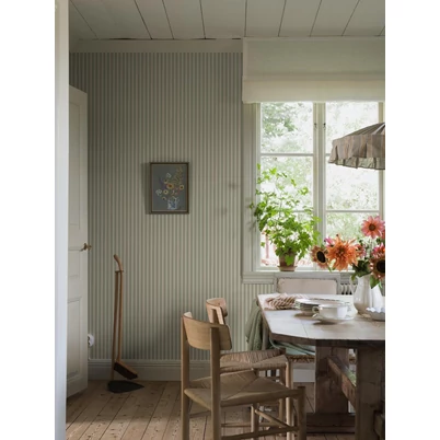 Boras Klasszikus csíkos zöld vlies tapéta Pärlrand Green 53 cm X 10 m