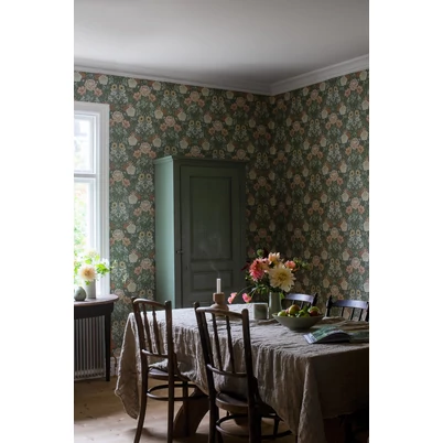 Boras Dália mintás zöld vlies tapéta Dahlia Garden Green 53 cm X 10 m