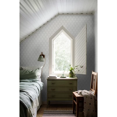 Boras Rácsos leveles skandináv szürke vlies tapéta Trellis Leaves Grey 53 cm X 10 m