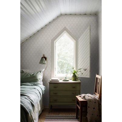 Boras Rácsos leveles skandináv bézs vlies tapéta Trellis Leaves Beige 53 cm X 10 m