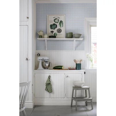 Boras Kockás klasszikus kék vlies tapéta Frida Blue 53 cm X 10 m