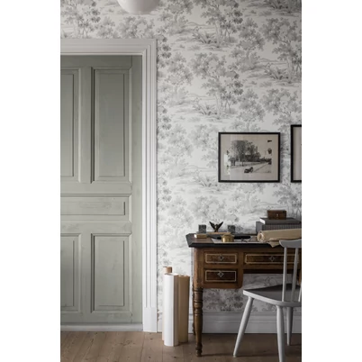 Boras Klasszikus erdő mintás szürke vlies tapéta Countryside Morning Grey 53 cm X 10 m