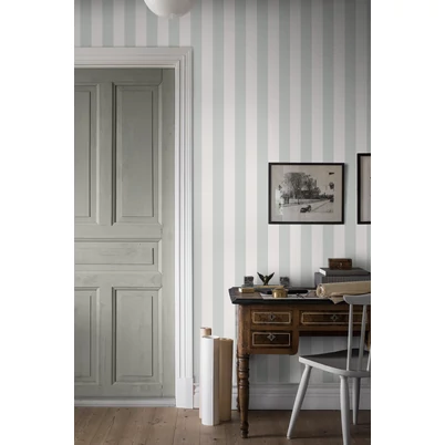 Boras Széles csíkos pasztell zöld vlies tapéta Falsterbo Stripe Green 53 cm X 10 m