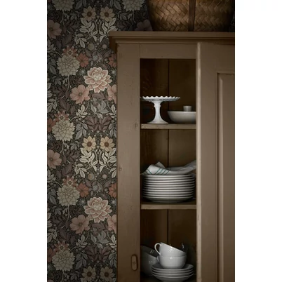 Boras Dália mintás sötétbarna vlies tapéta Dahlia Garden Brown 53 cm X 10 m