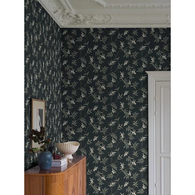 Boras Virágindás skandináv fekete vlies tapéta Floral Tree Black 53 cm X 10 m