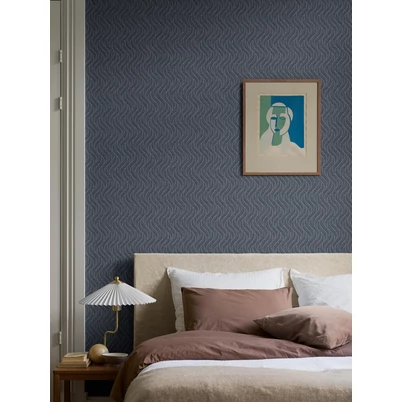 Boras Apró páfrányos elegáns kék vlies tapéta Little Fern Blue 53 cm X 10 m