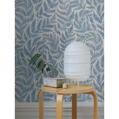 Boras Modern levélmintás kék vlies tapéta Ferns Blue 53 cm X 10 m