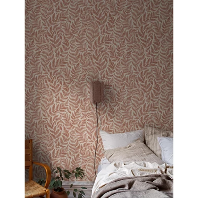 Boras Modern levélmintás piros vlies tapéta Ferns Red 53 cm X 10 m