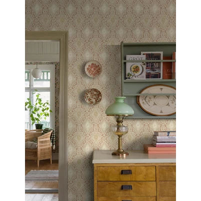 Boras Klasszikus csipke hatású piros vlies tapéta Kvarnholmen Red 53 cm X 10 m