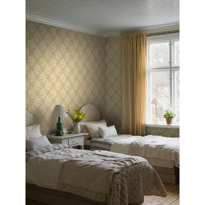 Boras Klasszikus levélmintás sárga vlies tapéta Tengbergska Yellow 53 cm X 10 m