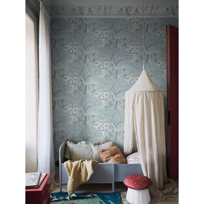 Boras Mese világ kék vlies tapéta Kingdom of the Willow Blue 53 cm X 10 m