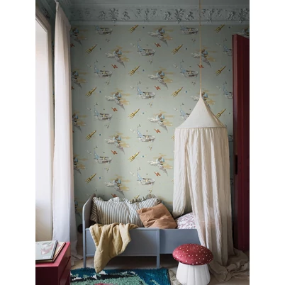 Boras Űrutazás zöld vlies gyerek tapéta Space Adventure Green 53 cm X 10 m