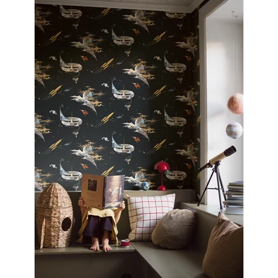 Boras Űrutazás fekete vlies gyerek tapéta Space Adventure Black 53 cm X 10 m