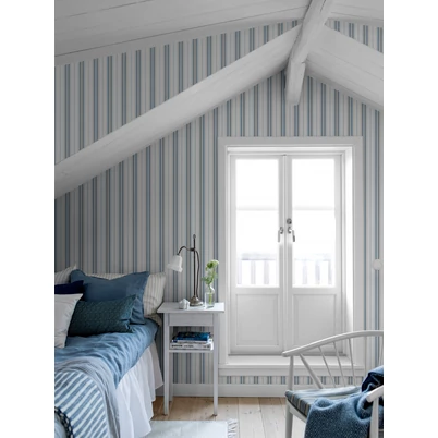 Boras Csíkos kék vlies tapéta Hamnskär Stripe Blue 53 cm X 10 m