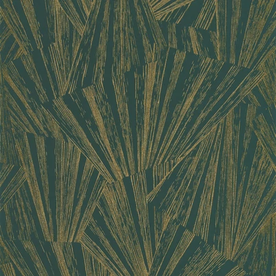 Casadeco Modern legyező mintás zöld-arany vlies tapéta 1930 Eclat Foil Vert/Or 53 cm X 10 m