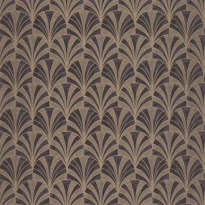 Casadeco Pálmalevél mintás art deco fekete-arany vlies tapéta 1930 Palmette Noir 53 cm X 10 m