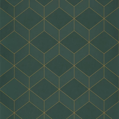 Casadeco Geometriai mintás modern zöld vlies tapéta 1930 Metro Vert 53 cm X 10 m