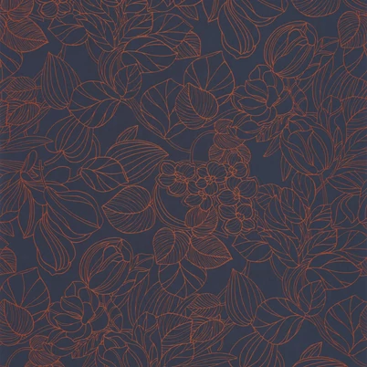 Casadeco Elegáns levél mintás sötétkék vlies tapéta 1930 Gravure Bleu/Cuvre 53 cm X 10 m