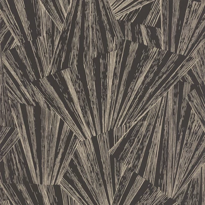 Casadeco Legyező mintás modern fekete vlies tapéta 1930 Eclat Irise Noir 53 cm X 10 m