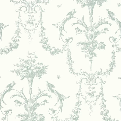 Casadeco Klasszikus ornamentikás zöld vlies tapéta Corne D'Abondance Vert Sauge 53 cm X 10 m