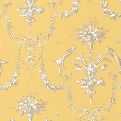Casadeco Klasszikus ornamentikás sárga vlies tapéta Corne D'Abondance Jaune Soleil 53 cm X 10 m