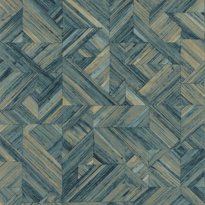 Casadeco Geometriai mintás 3D hatású kék vinyl tapéta Paille Bleu Indigo 53 cm X 10 m